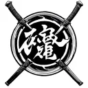 japanese for demon word with 3 katana tattoo design idea
