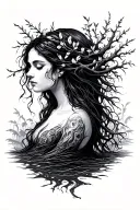 willow tree woman tattoo design idea