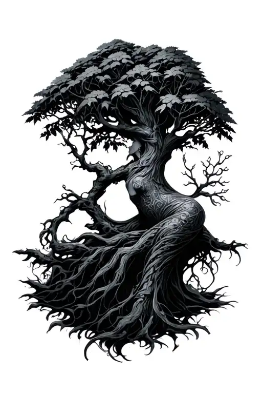 willow tree woman tattoo design idea