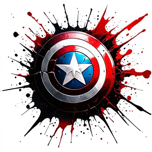 broken captain america shield tattoo design idea