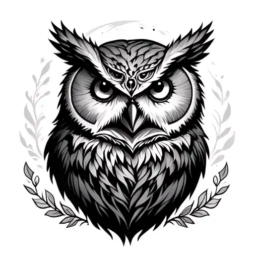 bear and owl  tattoo design idea