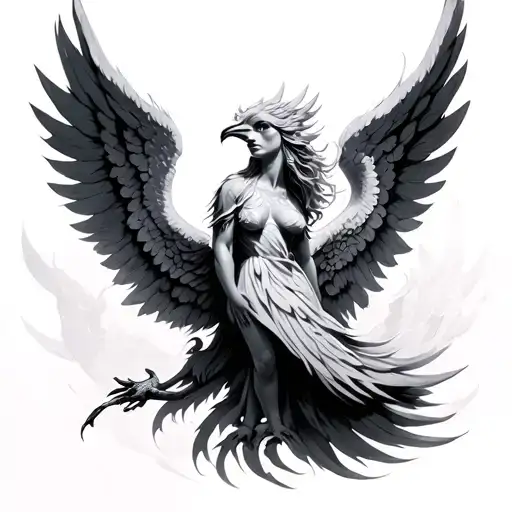 Angel rising Phoenix tattoo design idea