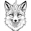 fox with fire as eyes like fire monochrome tattoo design idea
