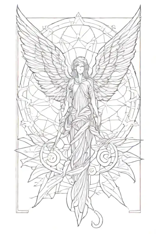 I want a tattoo on my forearm — a six-winged seraphim in the style of Boulevard Depo, made evenly and aesthetically tattoo design idea