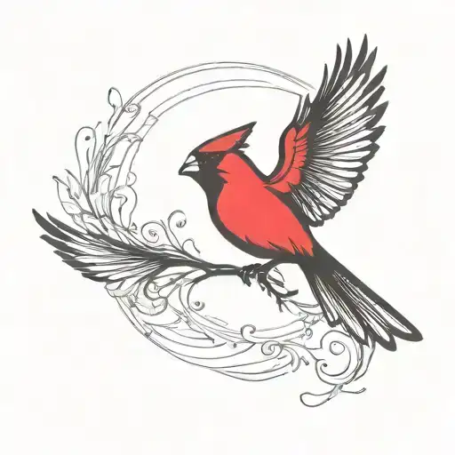 cardinal flying silhouette two wing tattoo design idea