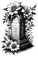 HEADSTONE and flowers coming tattoo design idea