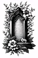 HEADSTONE and flowers coming tattoo design idea