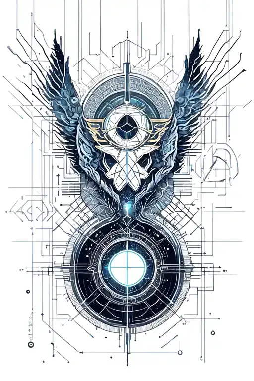 as above so below as within so without with symbolism of chaos and peace tattoo design idea