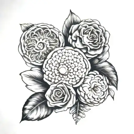 trestel with three dates of birth tattoo design idea