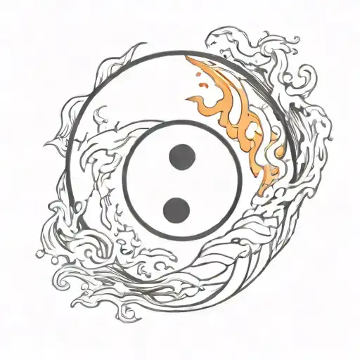 ying yang water and fire tattoo design idea