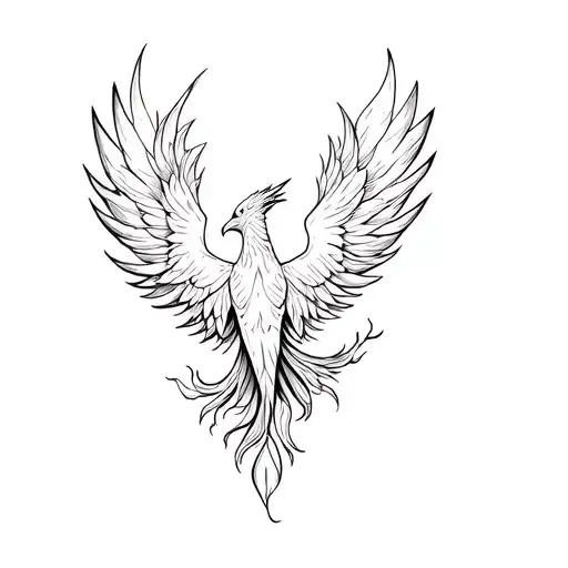phoenix rising from the ashes feminine tattoo design idea