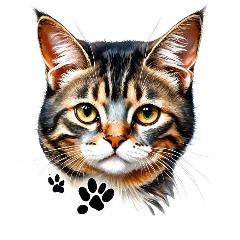 tattoo to remember cat. have paw print from her. coloured and able to add more in the future tattoo design idea