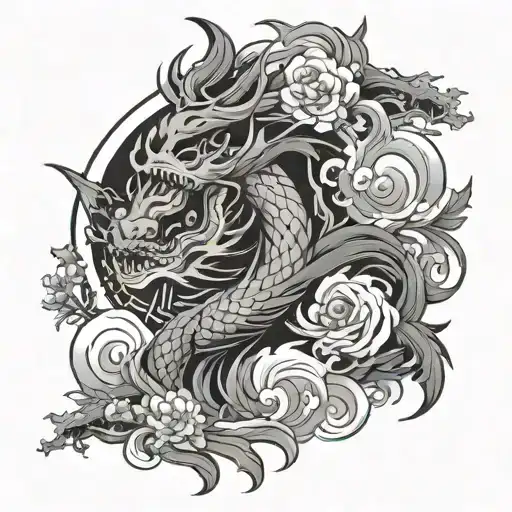 Japanese theme revenge tattoo design idea
