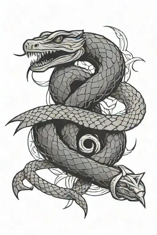 communist sickle and hammer snake wrapped tattoo design idea