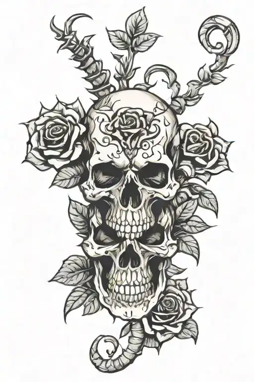 skull roses scorpion tattoo design idea