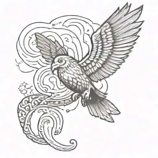 loyalty over everything money flying tattoo design idea