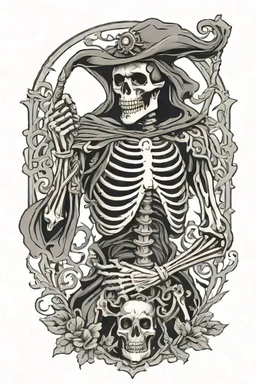 Necromancer skeleton tattoo design idea
