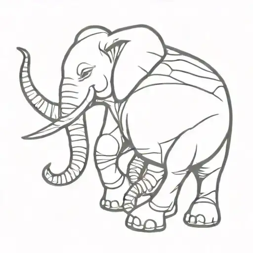 elephant with ninja turtles mask tattoo design idea