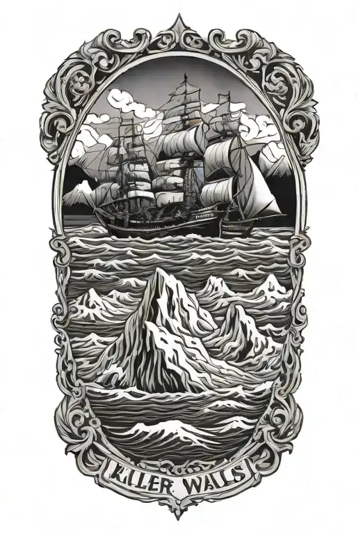 killer wales under iceberg tattoo design idea