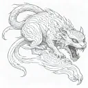 hissing ghost cat tattoo design idea