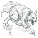 hissing ghost cat tattoo design idea