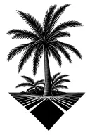 fine line palm tree with ; in  tattoo design idea