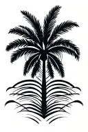fine line palm tree with ; in  tattoo design idea