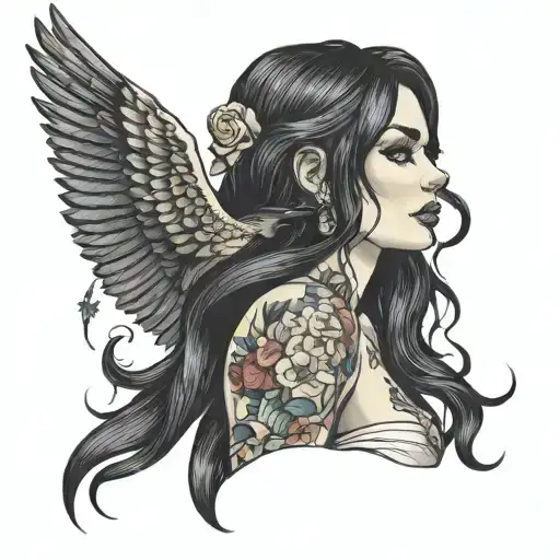 nicole dark hair sexy woman tattoo design idea
