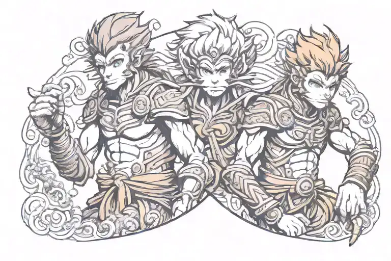 sun wukong arm sleeve tattoo design idea