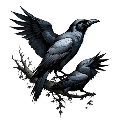 Morrigan forest crows tattoo design idea