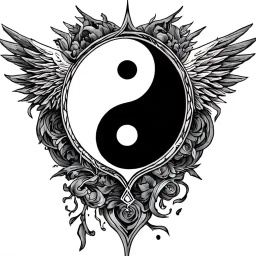 holy trinity symbol incorporated with yin yang symbol tattoo design idea