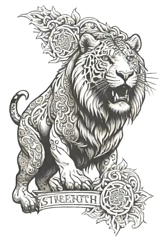 strength, courage, bravery, honor and family tattoo design idea