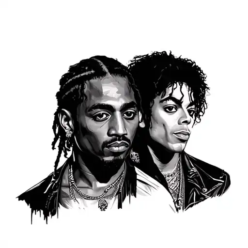 2pac and Michael jackson and music tattoo design idea