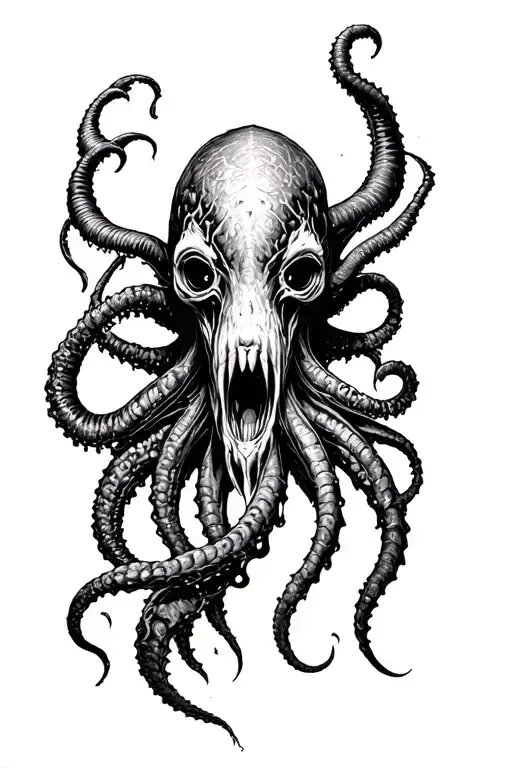cosmic horror Cthulhu emerging tattoo design idea