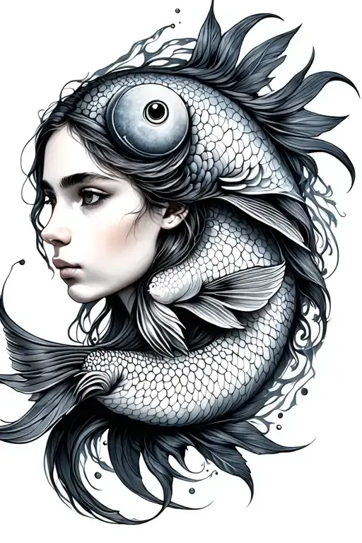 Pisces And Virgo Combined tattoo design idea