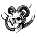 Capricorn skull evolution tattoo design idea