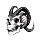 Capricorn skull evolution tattoo design idea