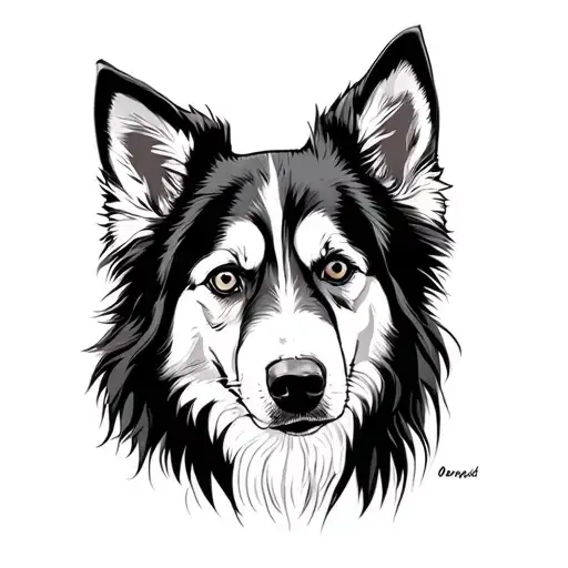 border collie husky mix with ignorant style tattoo tattoo design idea