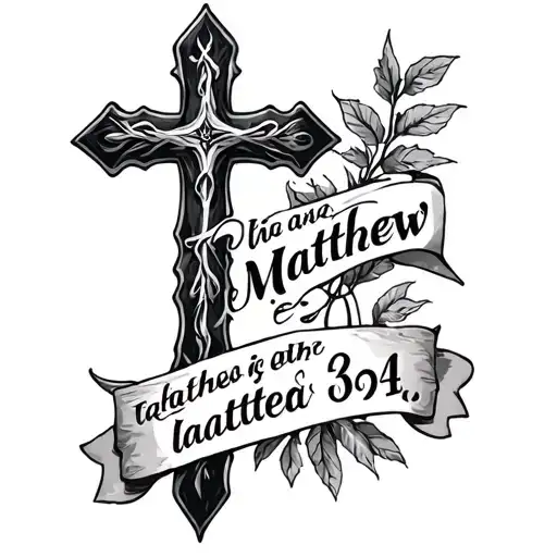 "Matthew 6:34" cross tattoo tattoo design idea