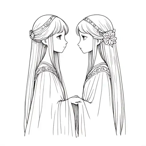 chihiro (Ghibli) and Galadriel (Tolkien) tattoo design idea