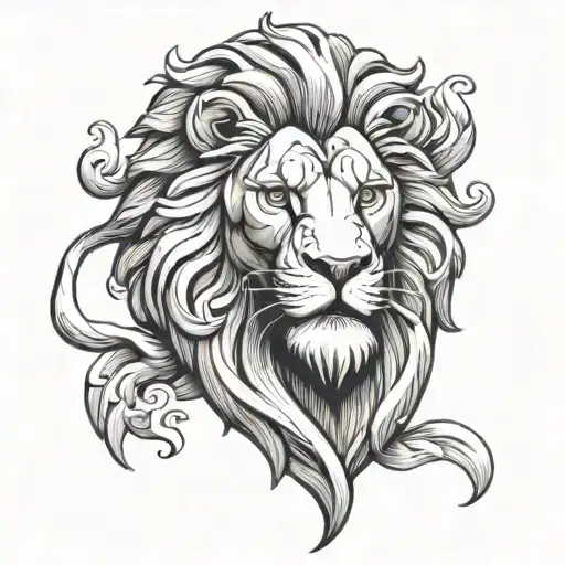Greek style lion statue tattoo design idea