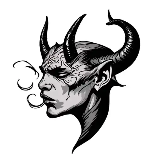 Devil Whispering In Ear tattoo design idea