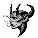 Devil Whispering In Ear tattoo design idea