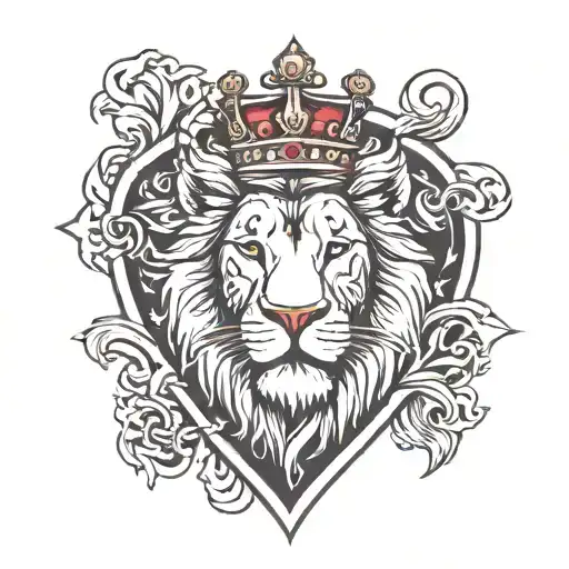 letter d heart cross lion crown tattoo design idea