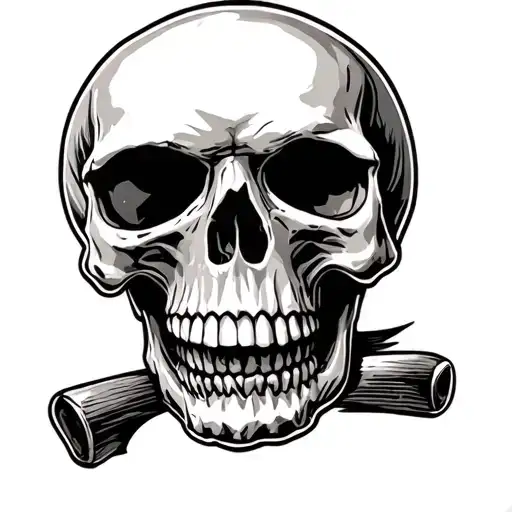 skull with Harley Davidson bar and shield blank tattoo design idea