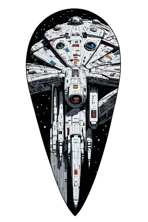Stargate, enterprise 1701 D, battlstar galactica, millenium falcon, orville, planet express tattoo design idea