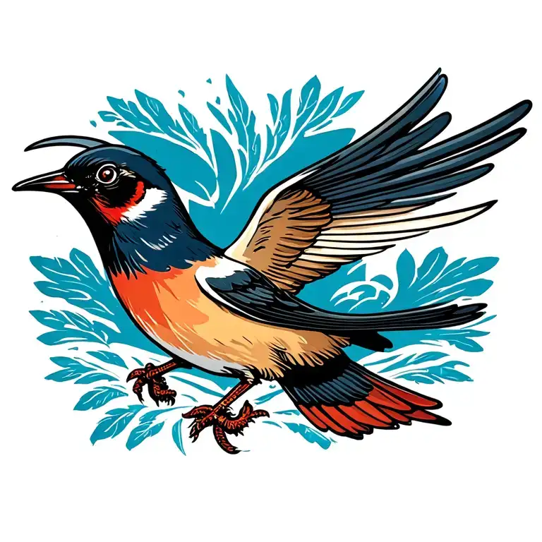 mechanical nautical swallow tattoo design idea