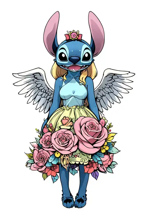 Stitch and angel katie 11 incorporated tattoo design idea