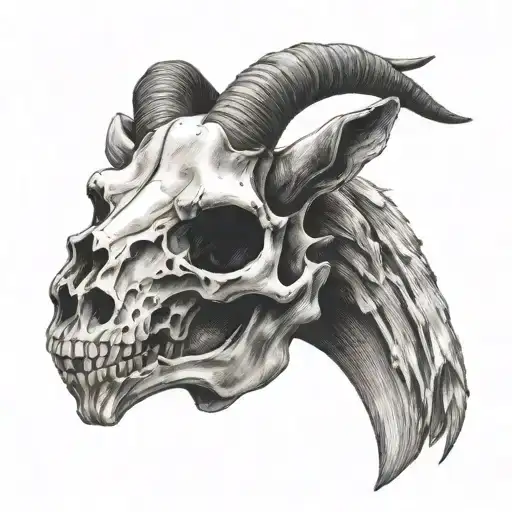 goat skull hand tattoo design idea