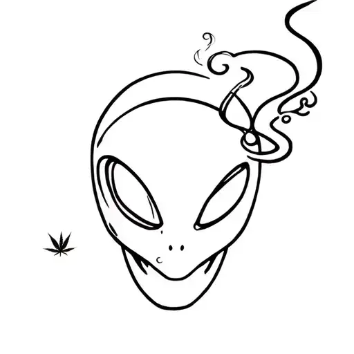 alien smoking weed tattoo design idea
